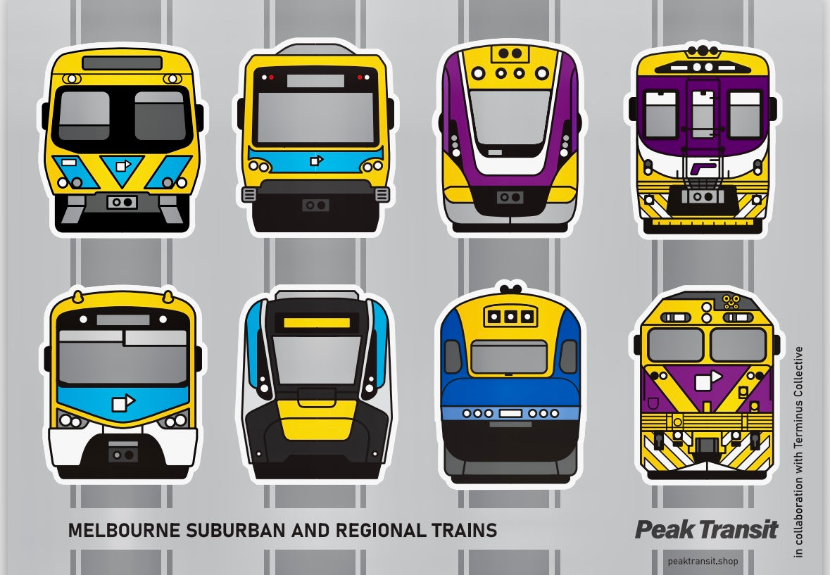 MEL trains lineup- sticker sheet
