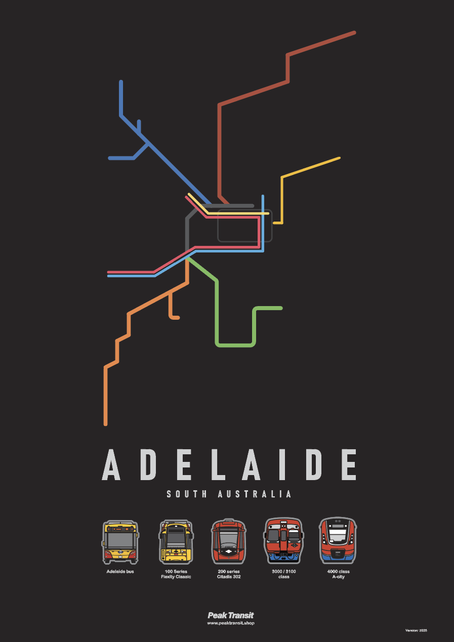 ADELAIDE Peak Transit Poster (A2)