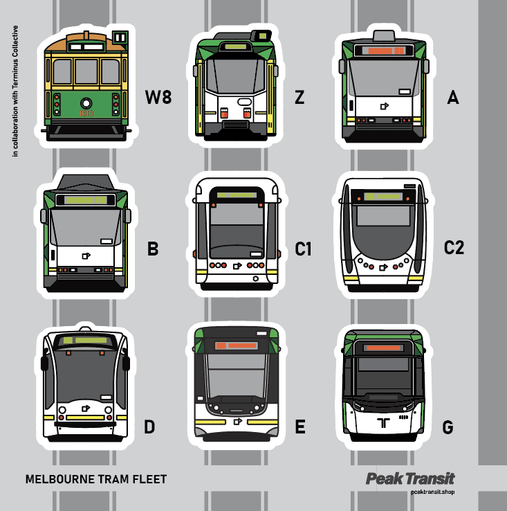 NEW!! MEL tram fleet lineup- sticker sheet