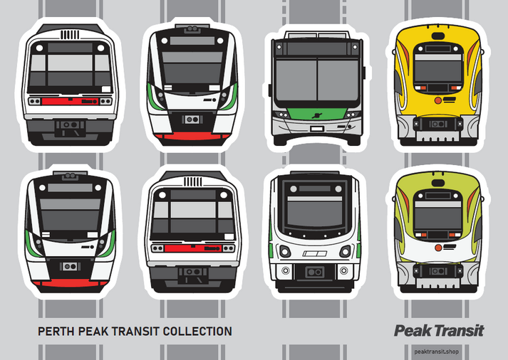 PERTH transit lineup sticker sheet – Peak Transit